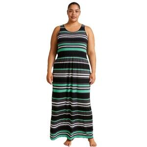 Mossimo Maxi Dress Size Small Stripes Green Black Casual